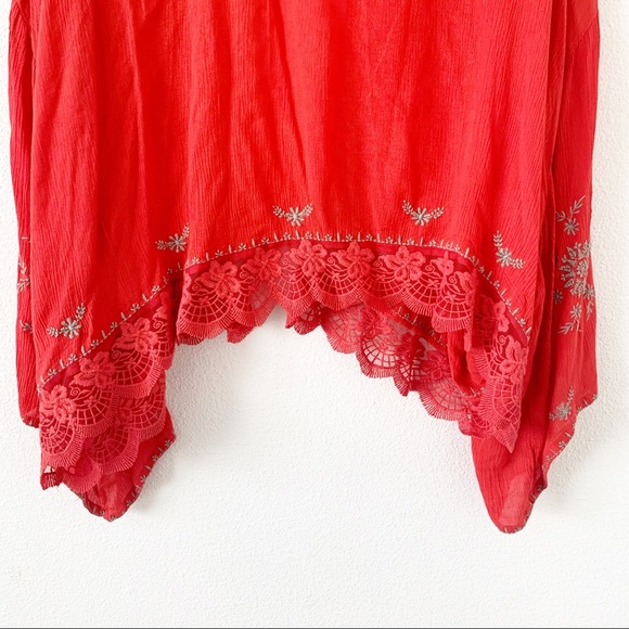 Free People Fire Red Embroidered Kimono size small - Picture 12 of 12
